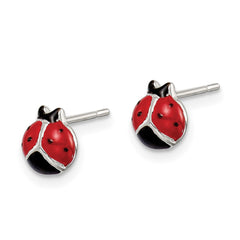 Sterling Silver Polished Red/Black Enameled Ladybug Post Earrings - 2