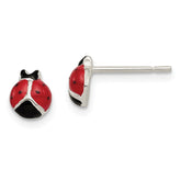 Sterling Silver Polished Red/Black Enameled Ladybug Post Earrings - 2