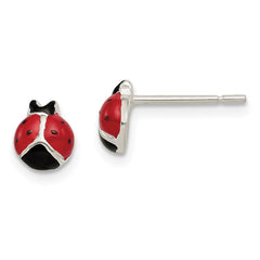 Sterling Silver Polished Red/Black Enameled Ladybug Post Earrings - 2