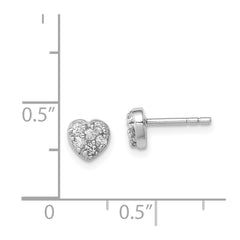 Sterling Silver Rhodium-plated CZ Heart Post Earrings - 7