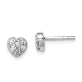Sterling Silver Rhodium-plated CZ Heart Post Earrings - 7