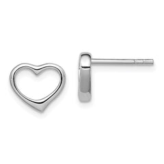 Sterling Silver Rhodium Plated Open Heart Post Earrings