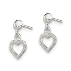 Sterling Silver Dangle Heart Post Earrings - 2