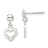 Sterling Silver Dangle Heart Post Earrings - 2