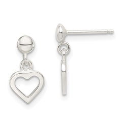Sterling Silver Dangle Heart Post Earrings - 2