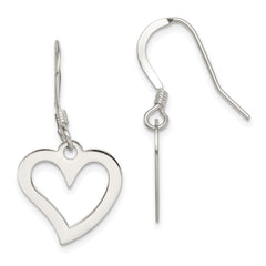 Sterling Silver Polished Heart Dangle Earrings - 2