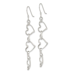 Sterling Silver Heart Dangle Shepherd Hook Earrings - 2