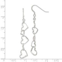Sterling Silver Heart Dangle Shepherd Hook Earrings - 2