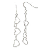 Sterling Silver Heart Dangle Shepherd Hook Earrings - 2