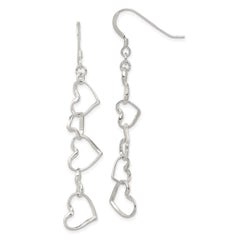 Sterling Silver Heart Dangle Shepherd Hook Earrings - 2