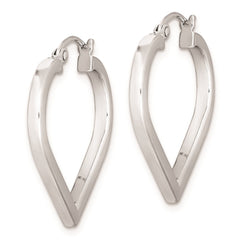 Sterling Silver Rhodium Plated Heart Hoop Earrings - 2