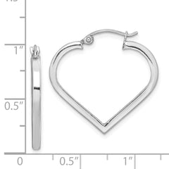 Sterling Silver Rhodium Plated Heart Hoop Earrings - 2