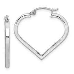 Sterling Silver Rhodium Plated Heart Hoop Earrings - 2