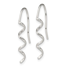 Sterling Silver Polished & Textured Spiral Dangle Earrings