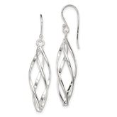 Sterling Silver Rhodium-plated Polished Long Twisted Dangle Earrings