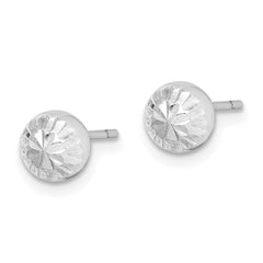 Sterling Silver Rhod-plated Diamond Cut 6mm Ball Post Earrings