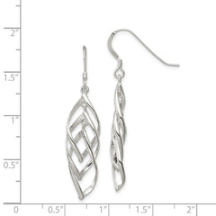 Sterling Silver Polished Fancy Twisted & Intertwined Dangle Earrings