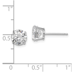 Sterling Silver Rhodium-plated Polished Round 7mm CZ Stud Earrings