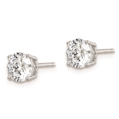 Sterling Silver Rhodium-plated Polished Round 6mm CZ Stud Earrings