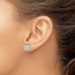 Sterling Silver Rhodium-plated Polished Pavâ CZ Square Post Earrings
