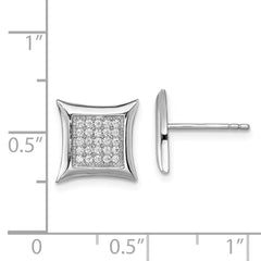 Sterling Silver Rhodium-plated Polished Pavâ CZ Square Post Earrings