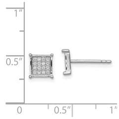 Sterling Silver Rhodium-plated Polished Pavâ CZ Square Post Earrings - 2