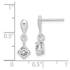 Sterling Silver Rhodium-plated Polished CZ Post Dangle Earrings - 3