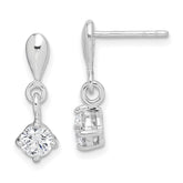 Sterling Silver Rhodium-plated Polished CZ Post Dangle Earrings - 3