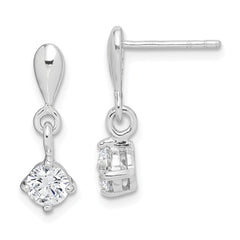Sterling Silver Rhodium-plated Polished CZ Post Dangle Earrings - 3