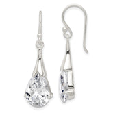 Sterling Silver Polished CZ Teardrop Dangle Earrings