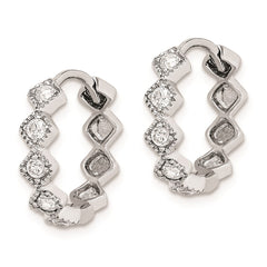 Sterling Silver Rhodium-plated CZ Hinged Hoop Earrings - 10