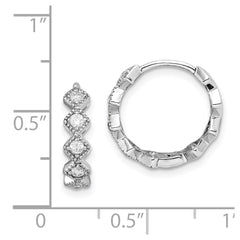 Sterling Silver Rhodium-plated CZ Hinged Hoop Earrings - 10