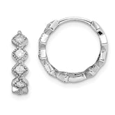 Sterling Silver Rhodium-plated CZ Hinged Hoop Earrings - 10