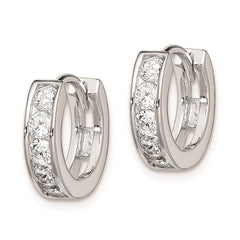 Sterling Silver Rhodium-plated CZ Hinged Hoop Earrings - 11