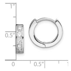 Sterling Silver Rhodium-plated CZ Hinged Hoop Earrings - 11