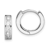 Sterling Silver Rhodium-plated CZ Hinged Hoop Earrings - 11