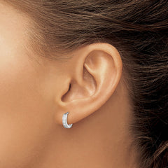 Sterling Silver Rhodium-plated CZ Hinged Hoop Earrings - 12