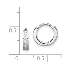 Sterling Silver Rhodium-plated CZ Hinged Hoop Earrings - 12