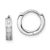 Sterling Silver Rhodium-plated CZ Hinged Hoop Earrings - 12