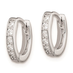 Sterling Silver Rhodium-plated CZ Hinged Hoop Earrings - 2