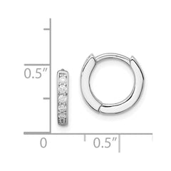Sterling Silver Rhodium-plated CZ Hinged Hoop Earrings - 2
