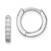 Sterling Silver Rhodium-plated CZ Hinged Hoop Earrings - 2