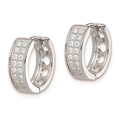 Sterling Silver Rhodium-plated CZ Hinged Hoop Earrings - 3