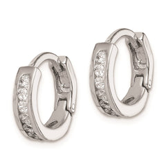 Sterling Silver Rhodium-plated CZ Hinged Earrings - 2