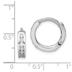 Sterling Silver Rhodium-plated CZ Hinged Earrings - 2