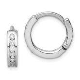 Sterling Silver Rhodium-plated CZ Hinged Earrings - 2