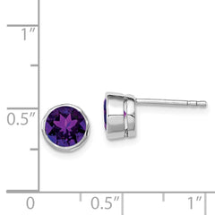 Sterling Silver Rhodium-plated Amethyst Post Earrings - 3