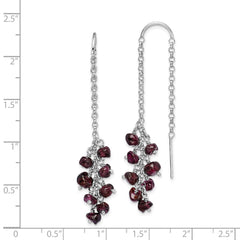 Sterling Silver Rhodium-plated Garnet Cluster Dangle Earrings