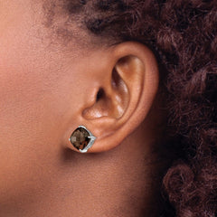 Sterling Silver Rhodium-plated Smoky Quartz Earrings - 3