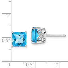 Sterling Silver Rhodium-plated Blue Topaz Earrings - 2